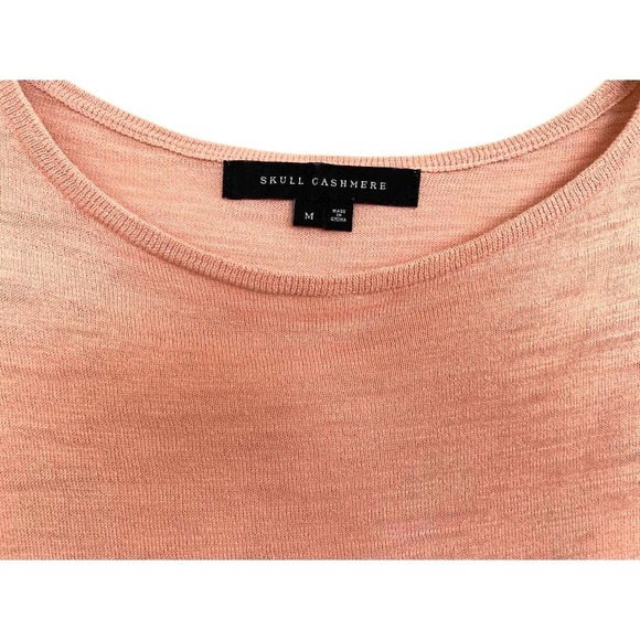 Skull Cashmere Womens Pink Cotton Floral Embroidered Graphic Back Top Size M - Picture 6 of 13